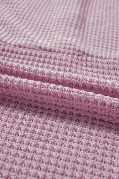 Plus Size Hooded Waffle Knit Top | Pink