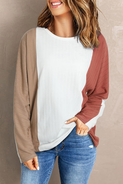 Colourblock Dolman Knit Top | Apricot