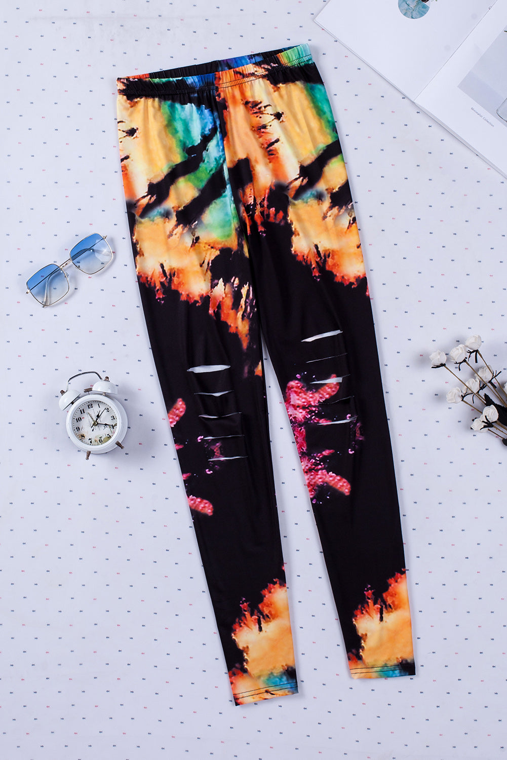 Tie Dye Hollow Out Fitness Activewear Leggings | Multicolour