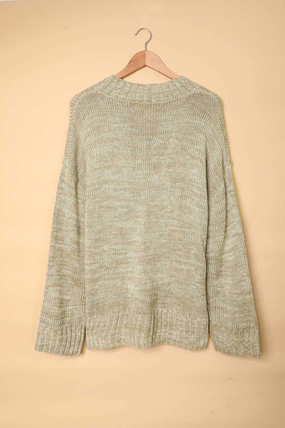 V Neck Drop Shoulder Knitted Sweater | Gray