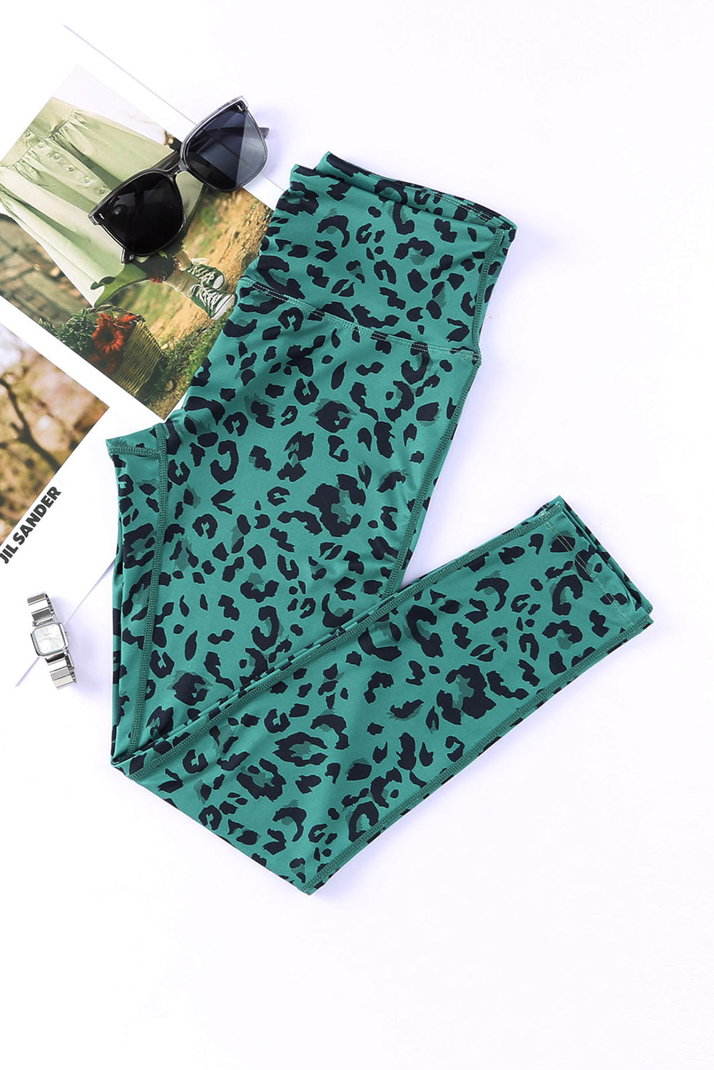 Classic Leopard Print Active Leggings | Green