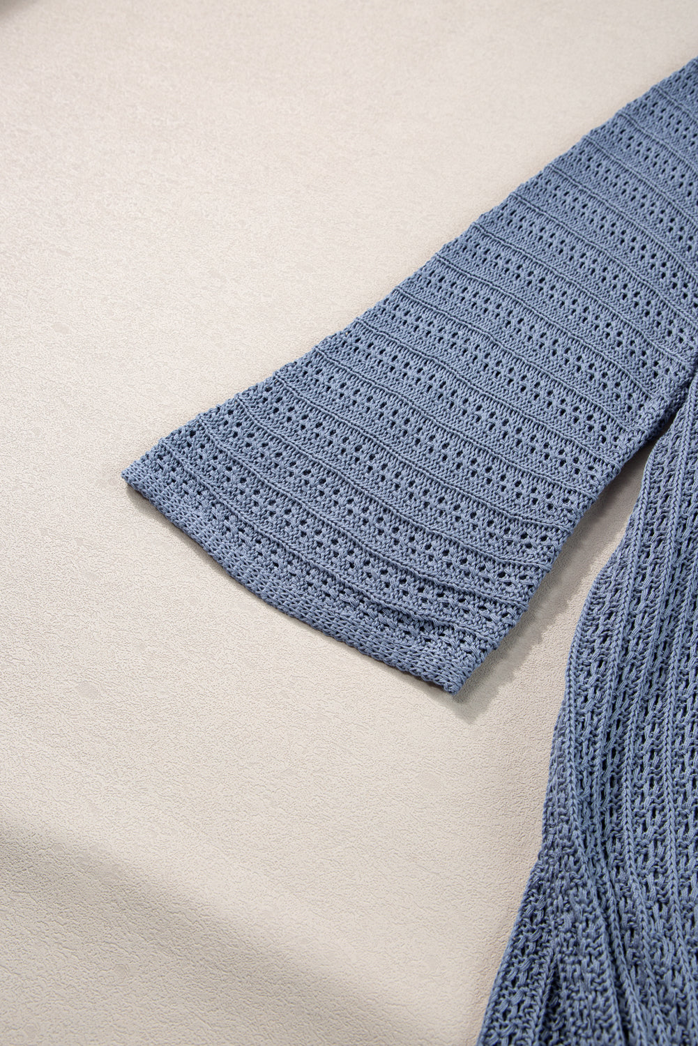 Hollow-Out Bracelet Sleeve Knit Cardigan | Sky Blue