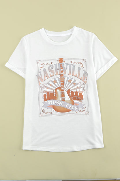 Music City Nashville Graphic T Shirt | White