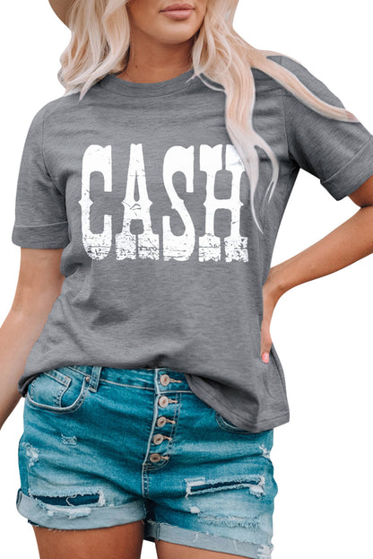 Cash Letter Print T Shirt | Gray