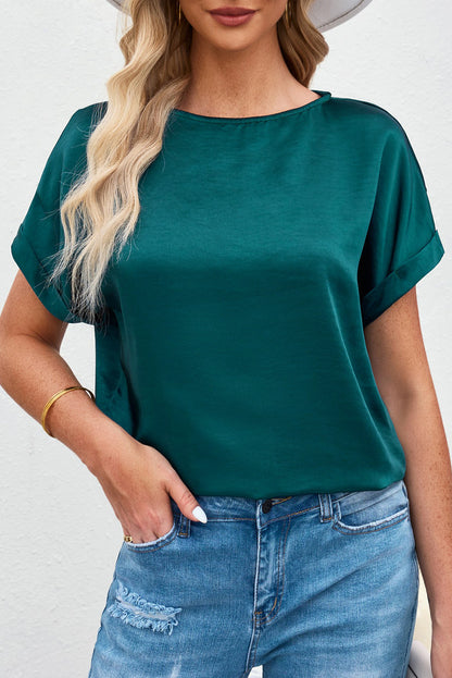 Solid Colour Short Sleeve T Shirt | Green