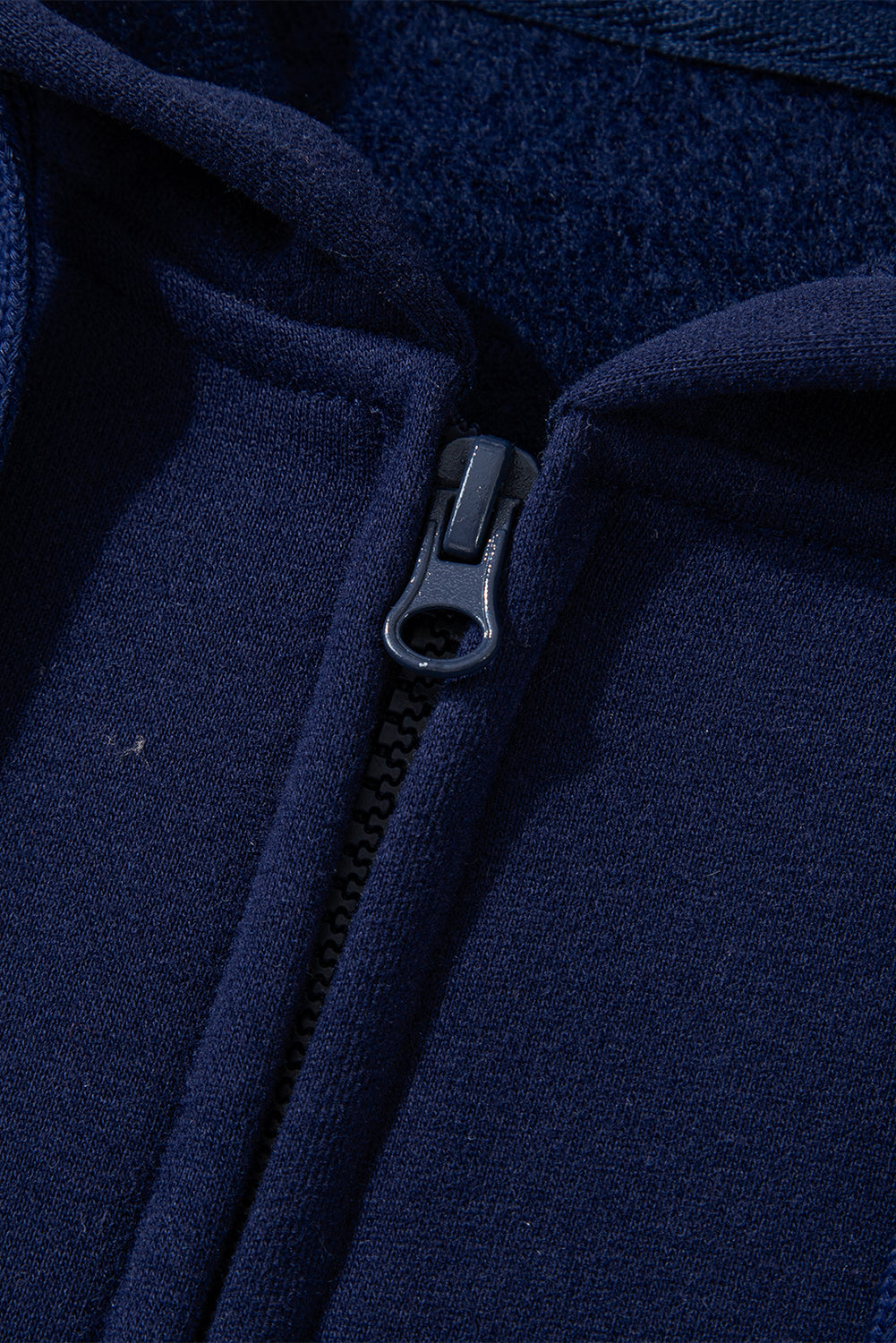 Solid Colour Fleece Lined Zip Up Hoodie | Navy Blue