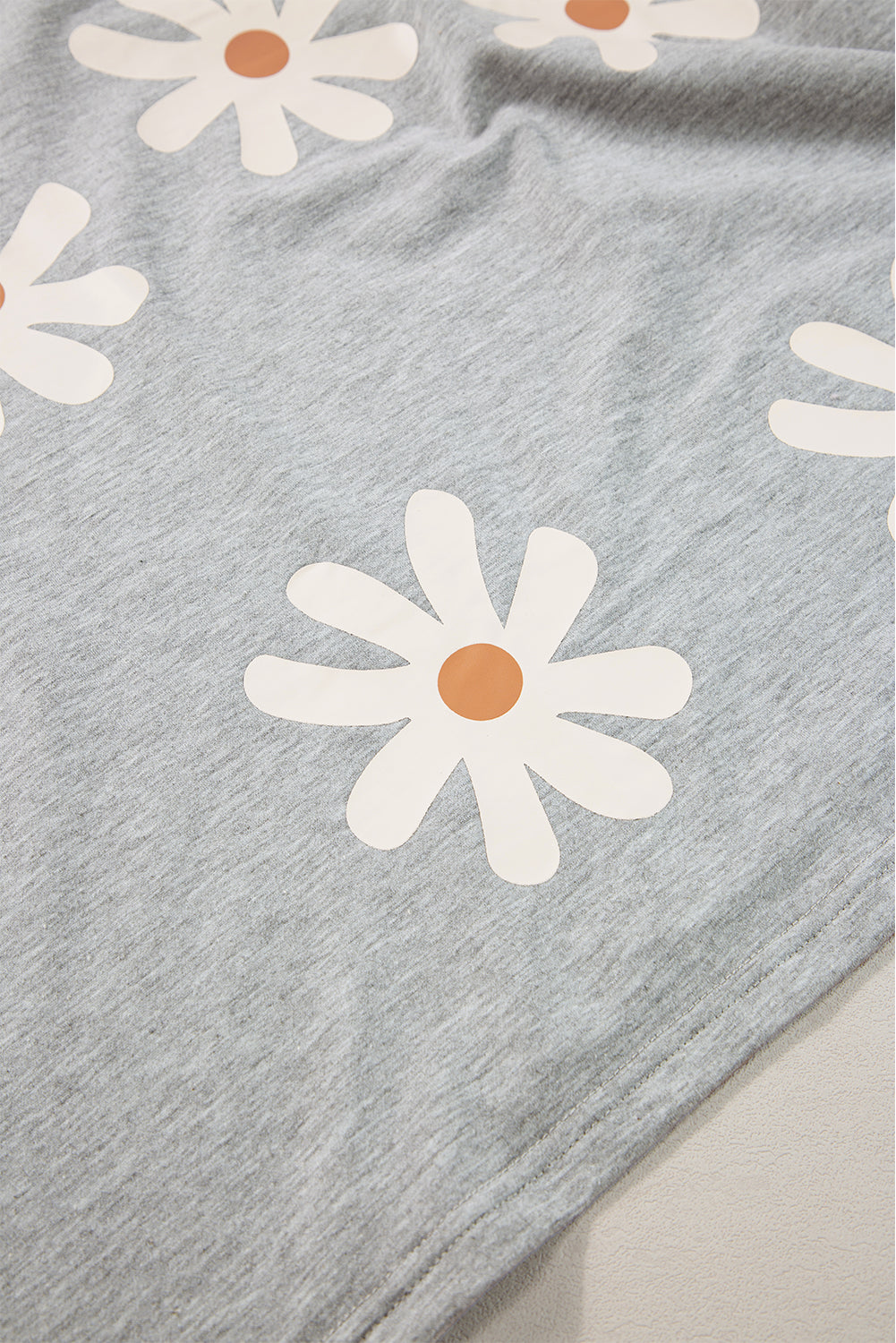 Daisy Flower Printed Casual T Shirt | Gray