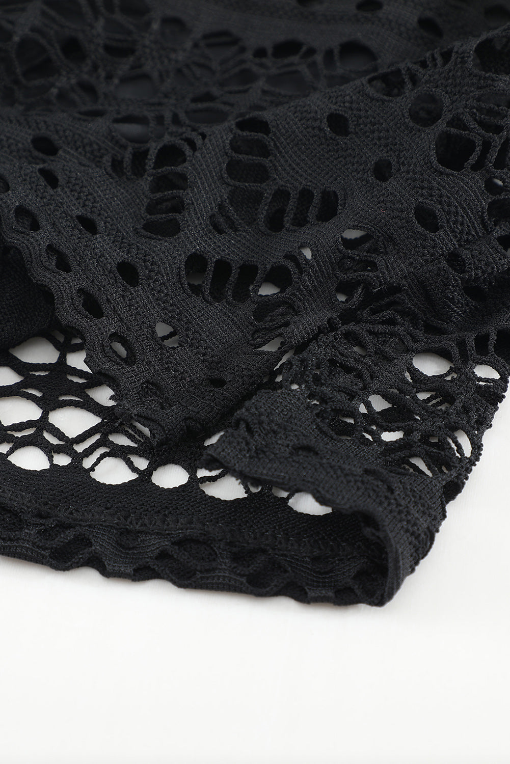 Lace Shorts Attached Swim Bottom | Black