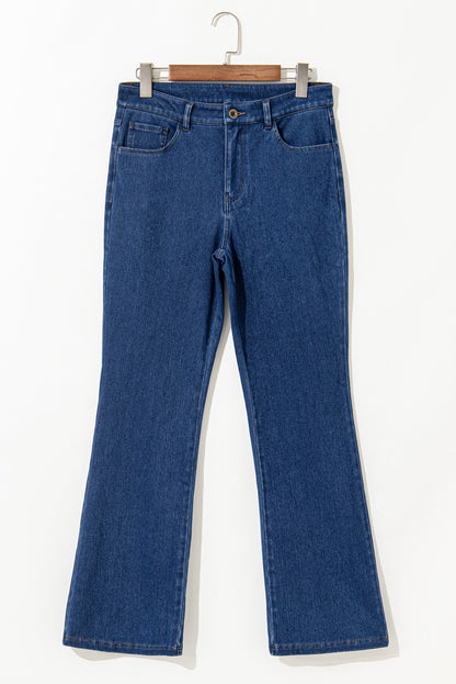 Mid Waist Stretchy Knit Casual Bootcut Jeans | Ashleigh Blue