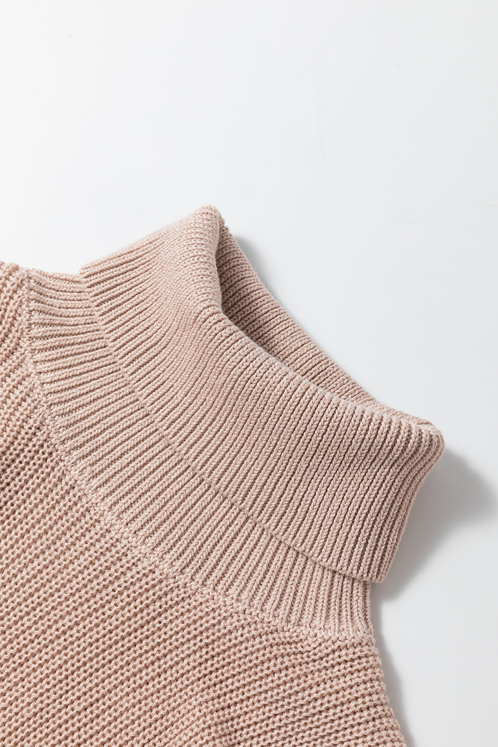 Solid Colour Turtleneck Knit Tank Top | Oatmeal