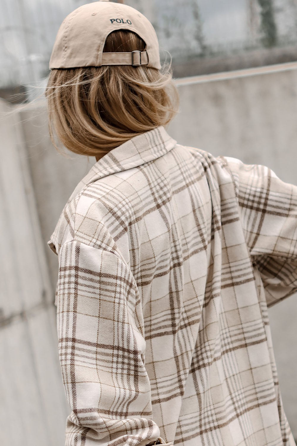 Plaid Removable Hood Buttoned Shacket | Khaki