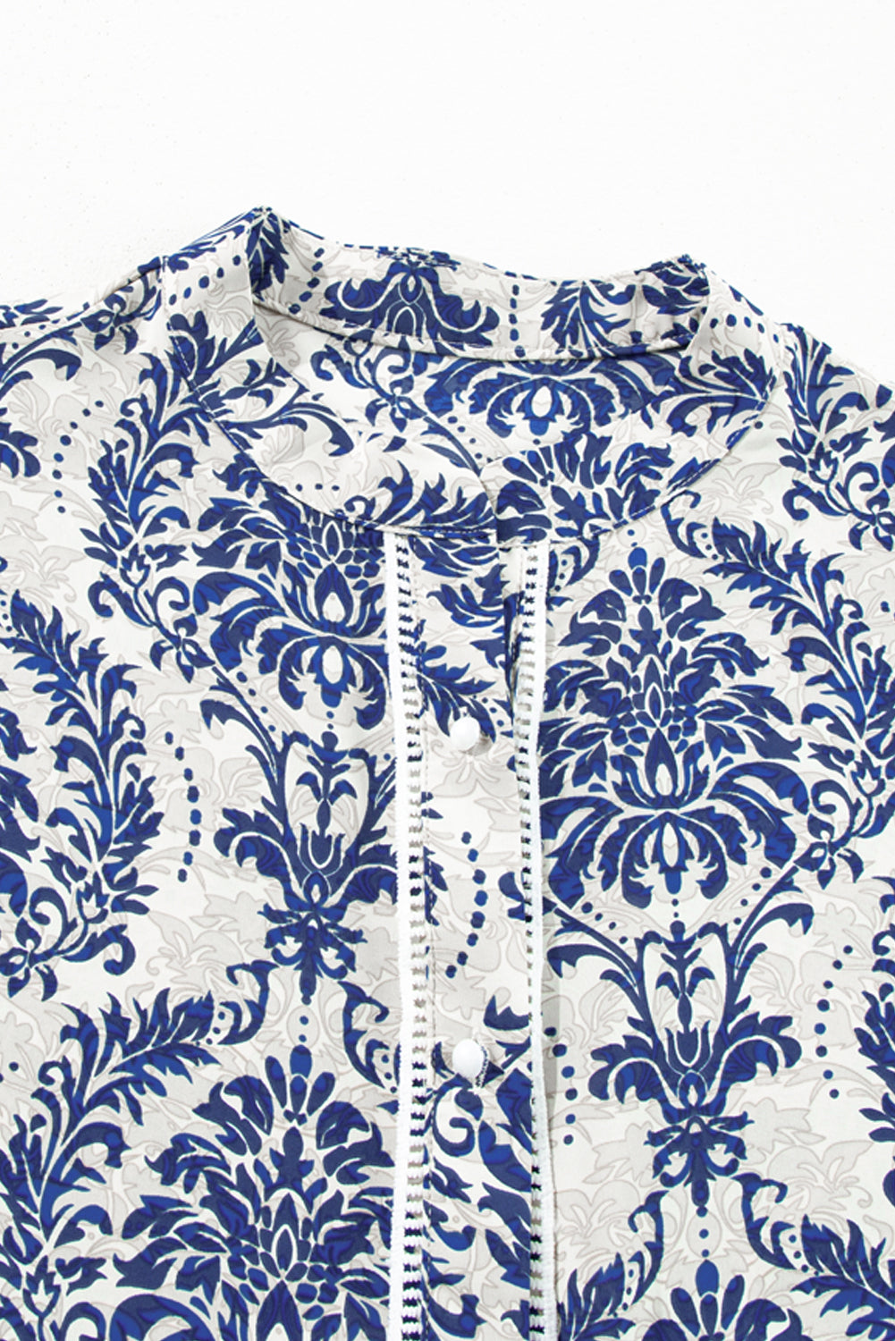 Tribal Pattern Print Notch Neck Buttoned Plus Size Shirt | Sky Blue