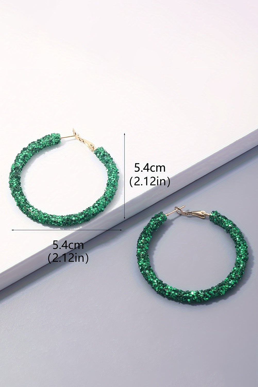 St. Patricks Fashion Daring Sequin Loop Earrings | Dark Green