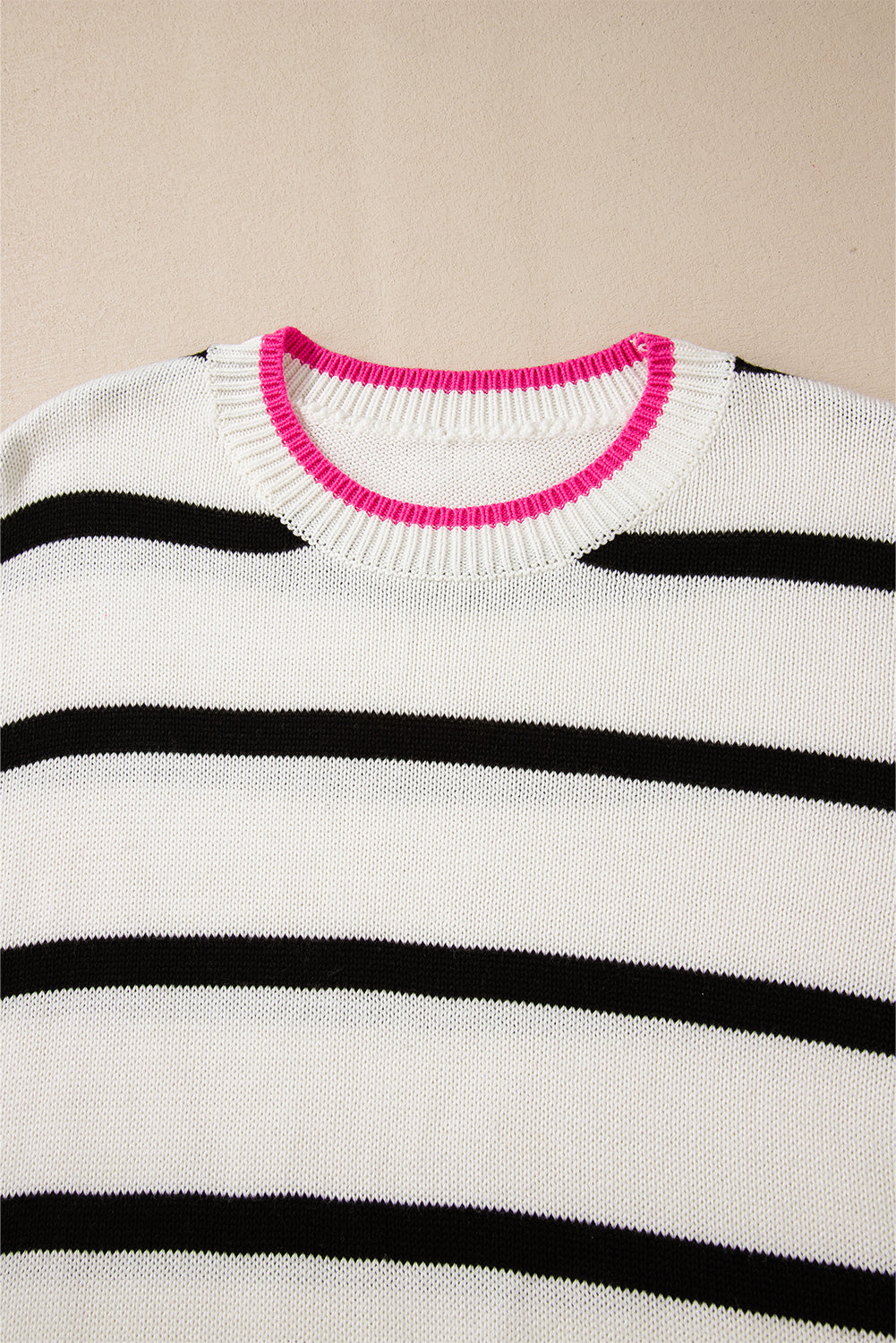 Colour Contrast Drop Shoulder Crew Neck Sweater | White Stripe