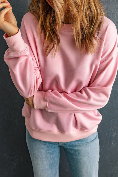 Solid Classic Crewneck Pullover Sweatshirt | Pink