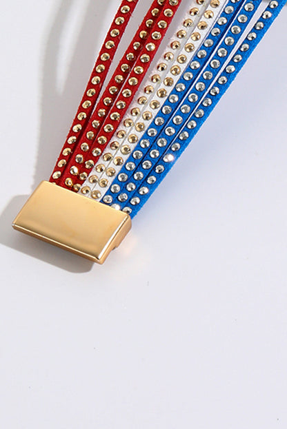 Flag Day Magnetic Buckle Studded Multi Layer Bracelet | Sky Blue