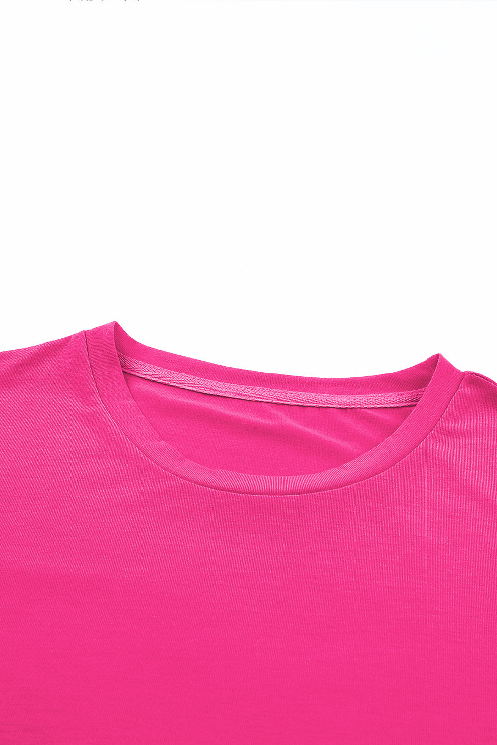 Casual Plain Crew Neck Tee | Rose Red