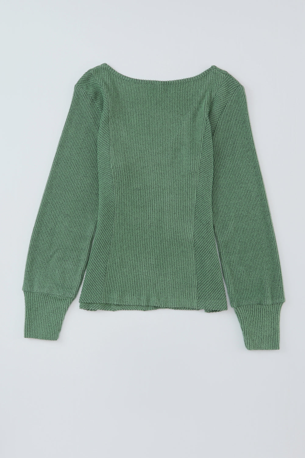 U Neck Textured Long Sleeve Top | Green