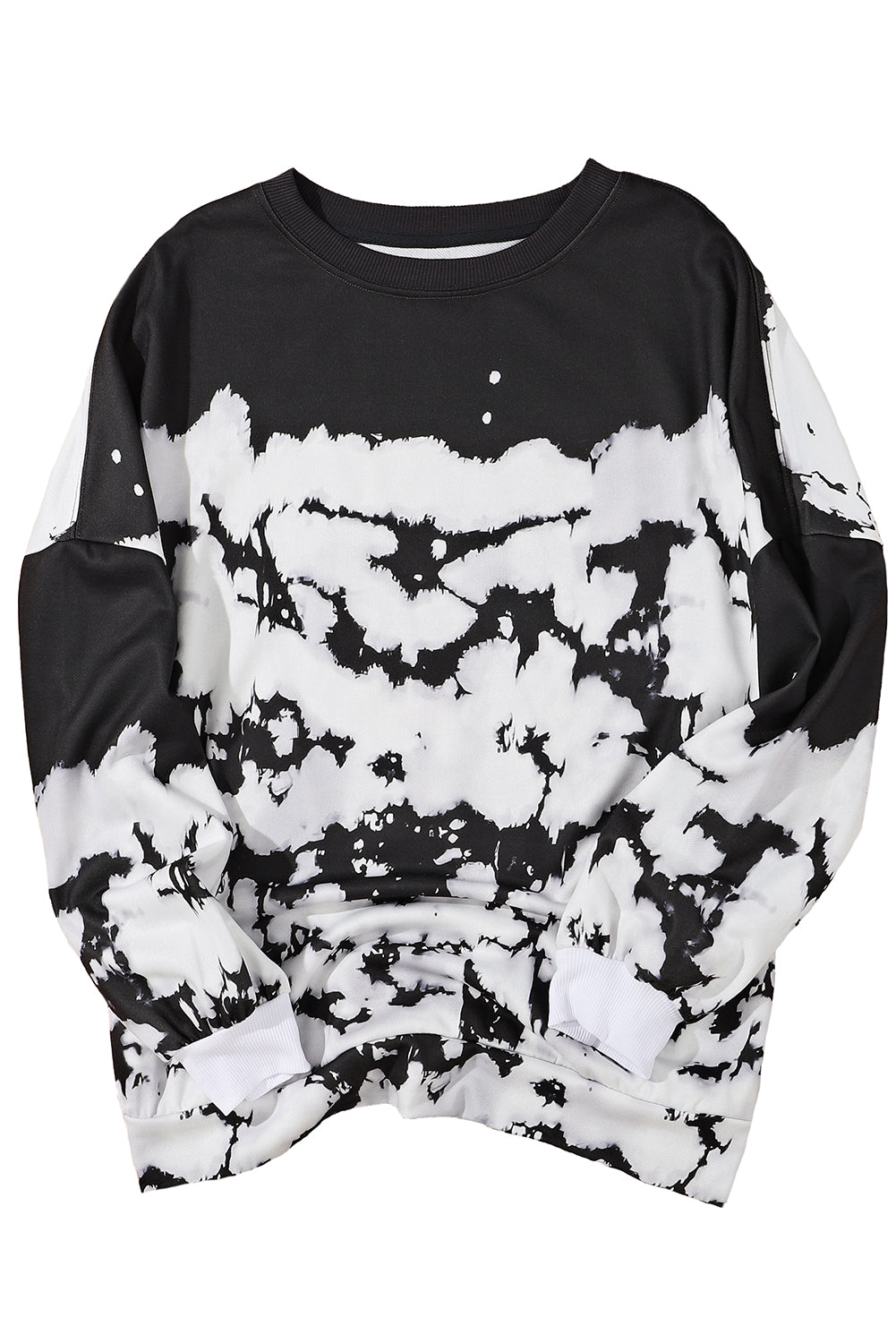 Tie-Dye Drop Shoulder Pullover Sweatshirt | White