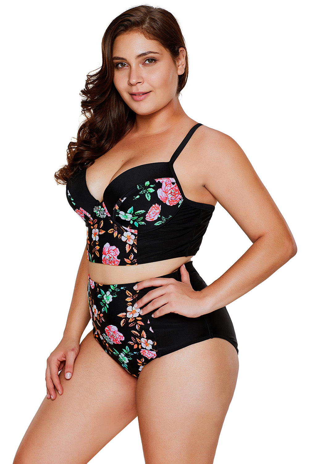 Delicate Floral Push Up High Waisted Swimsuits | Multicolour