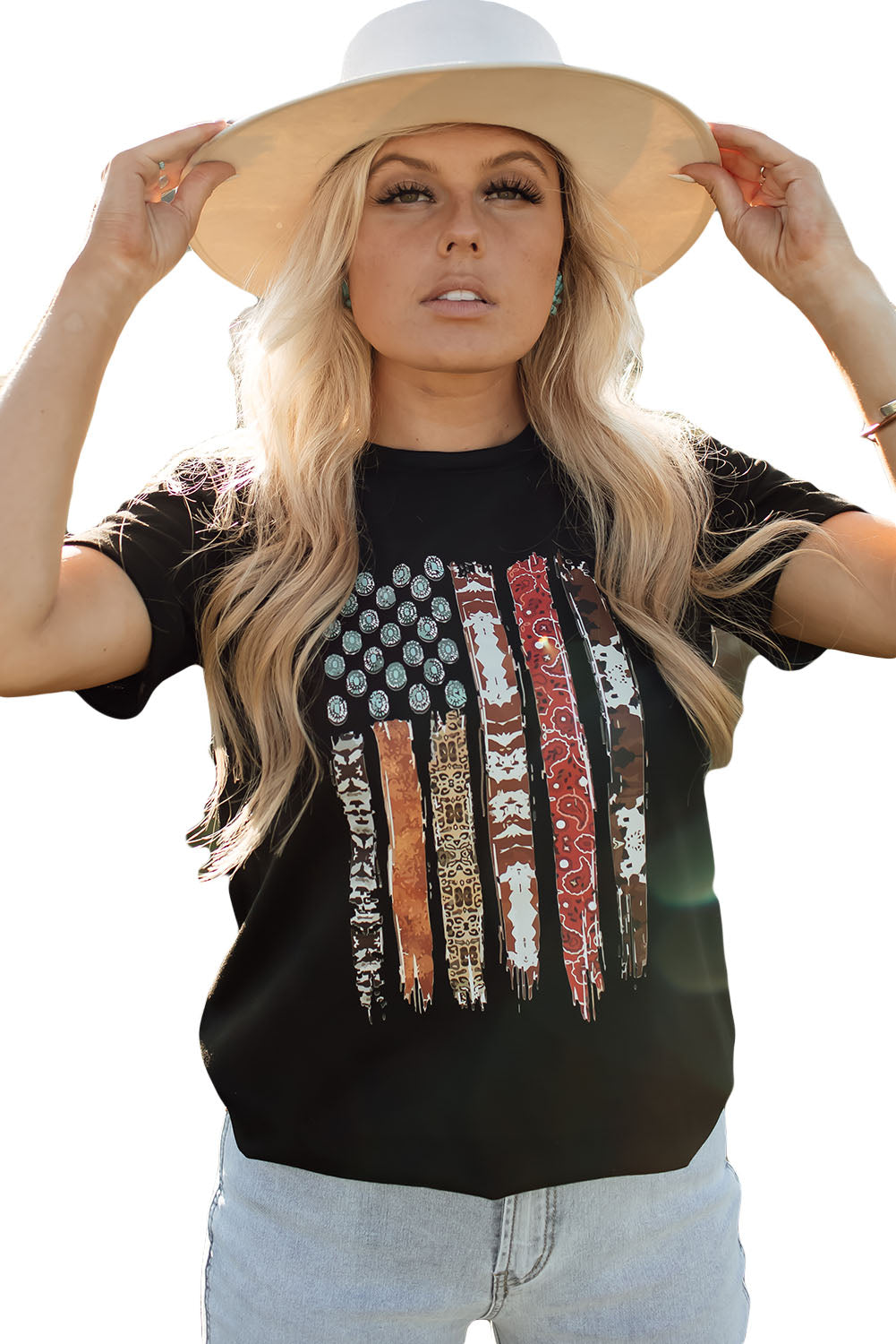 Western American Flag Graphic Tee | Black