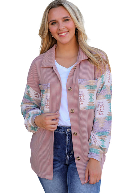 Toltec Corduroy Contrast Shacket | Pink