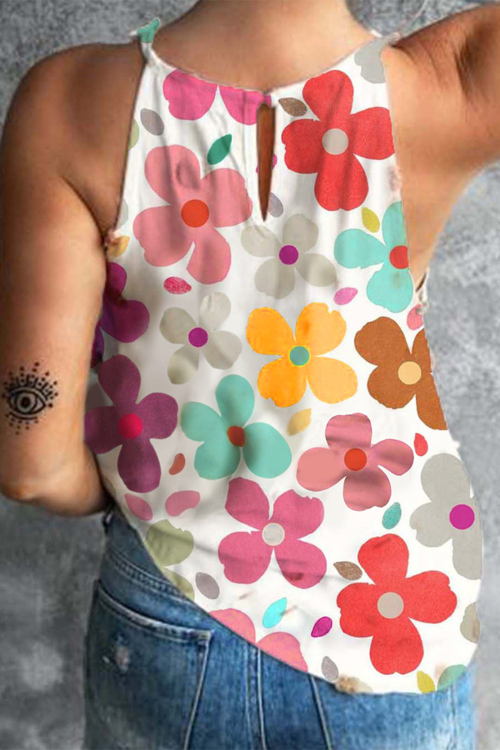 Cute Floral Print Vest | White