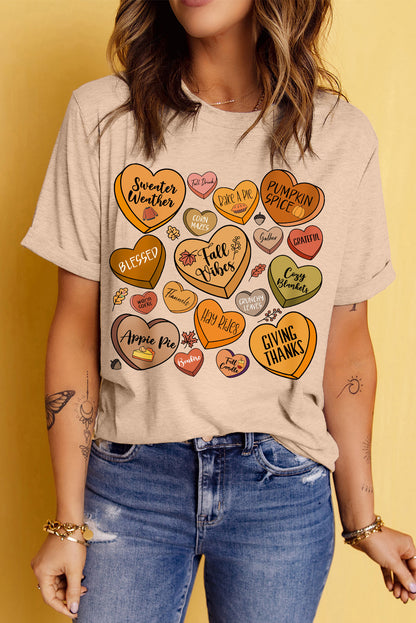 Candy Heart Thanksgiving Graphic Tee | Khaki