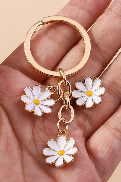 Cute Daisy Shape Ornament Key Ring | White