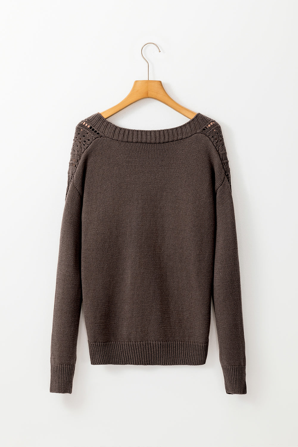 Open Knit Drop Shoulder Sweater Cardigan | Dark Khaki