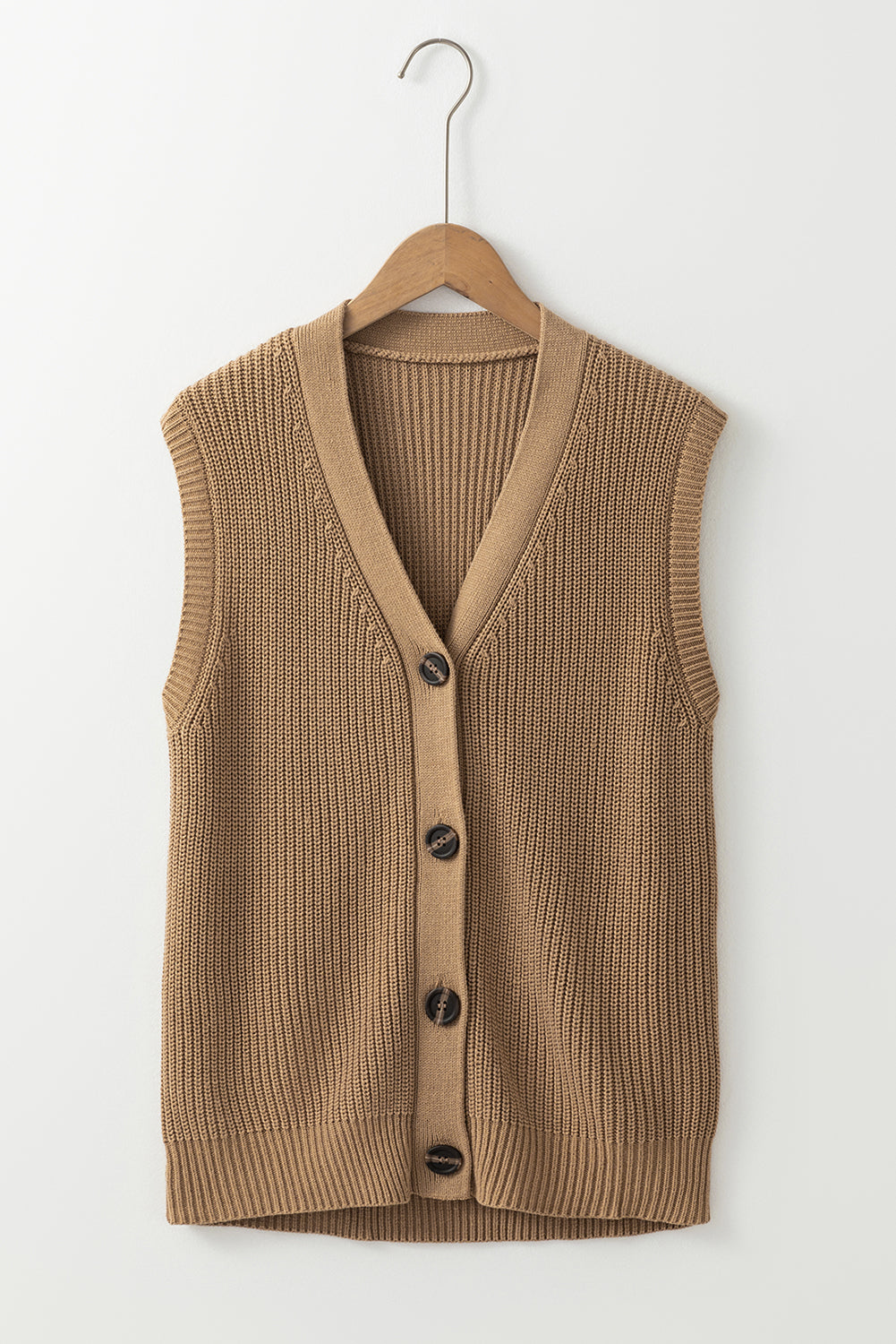 V Neck Buttoned Front Sweater Vest | Parchment