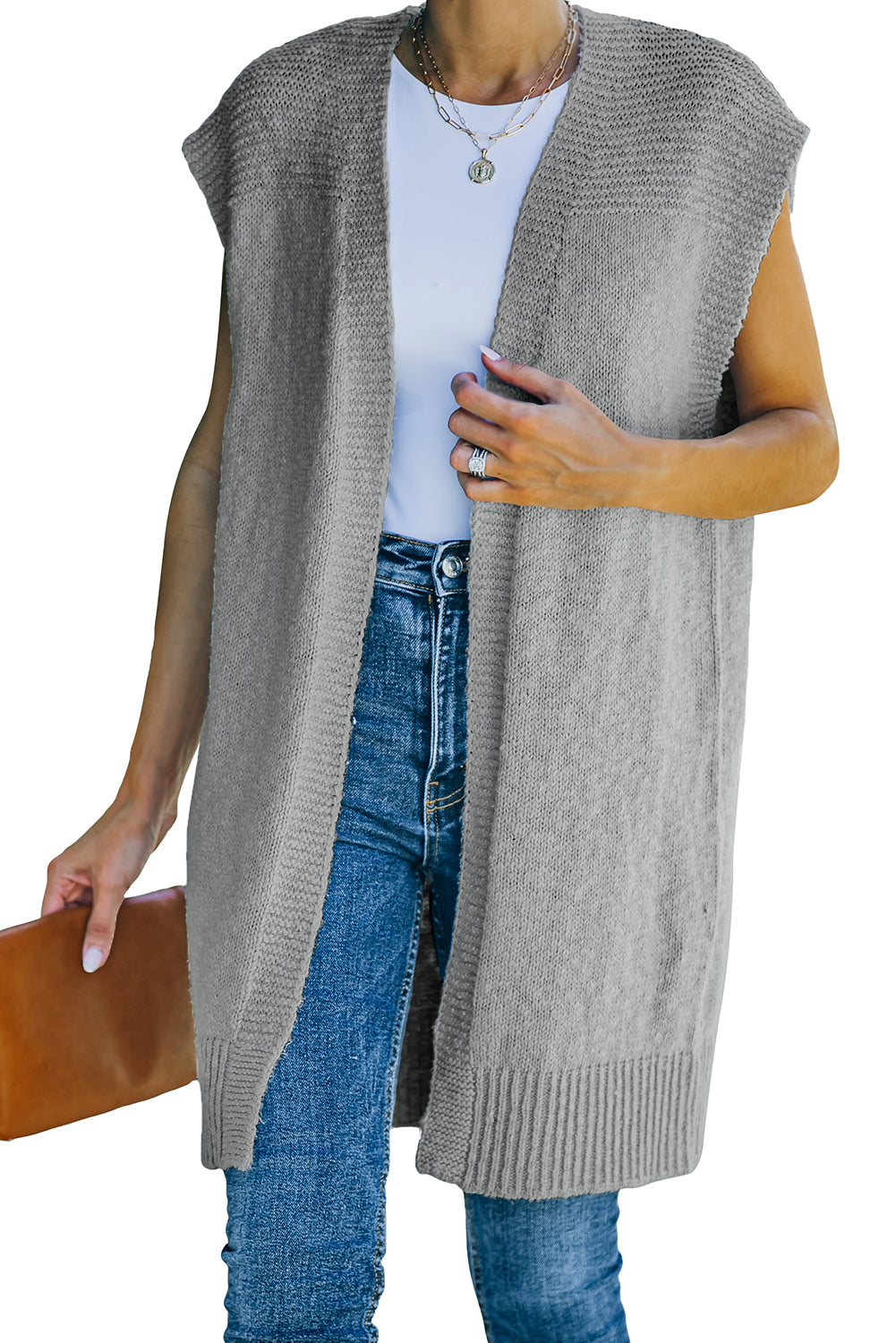 Basic Vest Cardigan Sweater | Gray