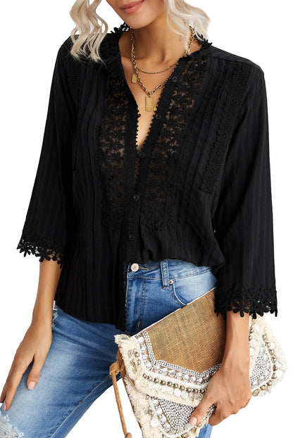 Sweet Mary Crochet Lace Top | Black