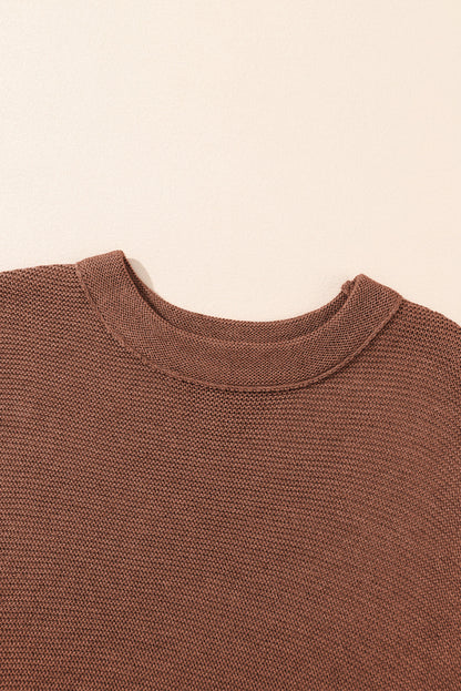 High Neck Short Bat Sleeve Sweater | Coffee