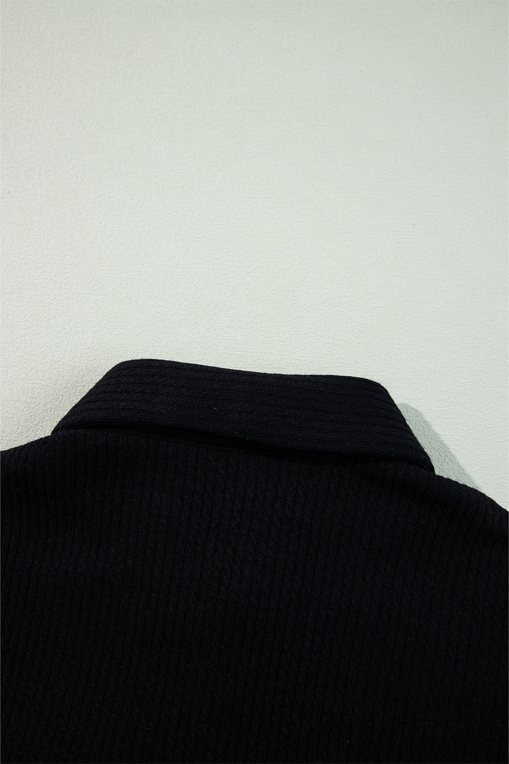 Solid Colour Corduroy Buttoned Long Sleeve Shacket | Black