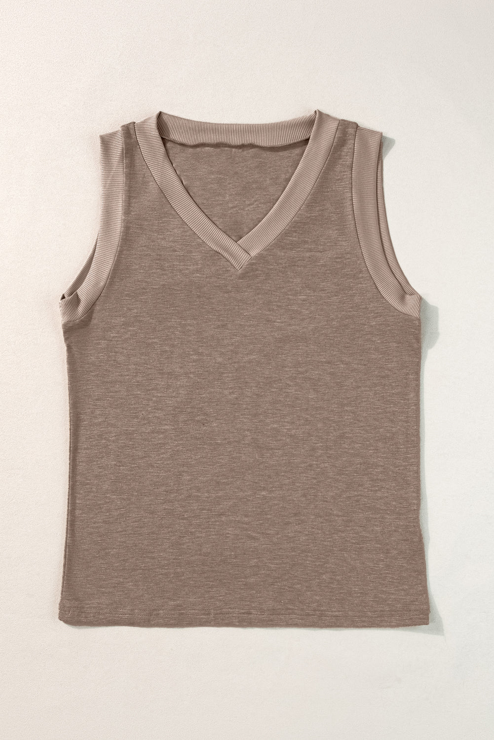 Ribbed V Neck Tank | Simply Taupe