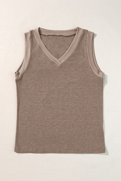 Ribbed V Neck Tank | Simply Taupe