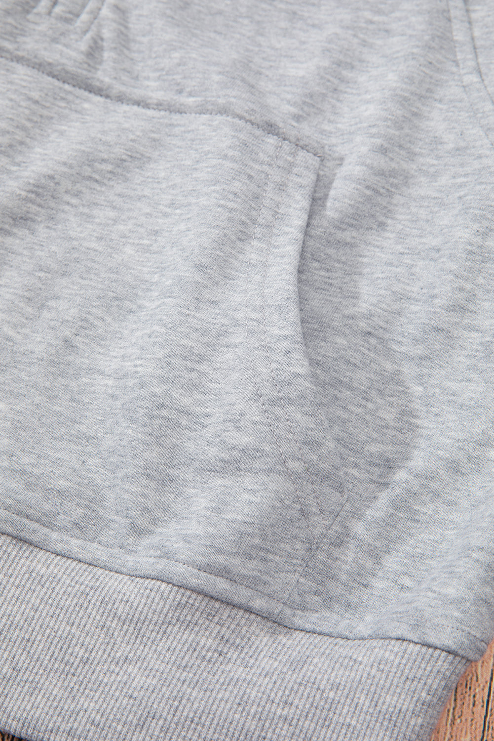 Quarter Zip Stand Neck Kangaroo Pocket Sweatshirt | Light Grey