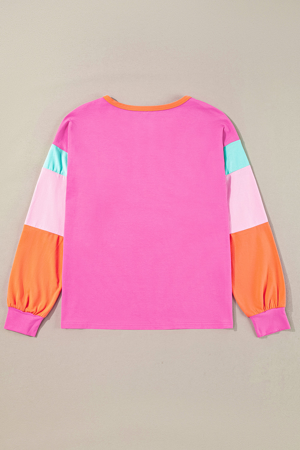 Colourblock Patchwork Long Sleeve Loose Top | Rose Red