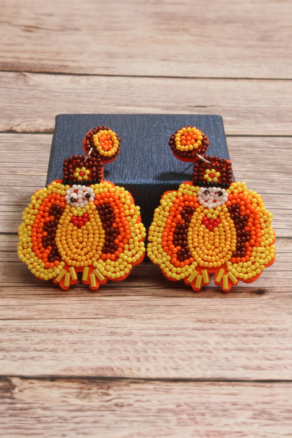 Halloween Turkey Beaded Drop Earrings | Yellow