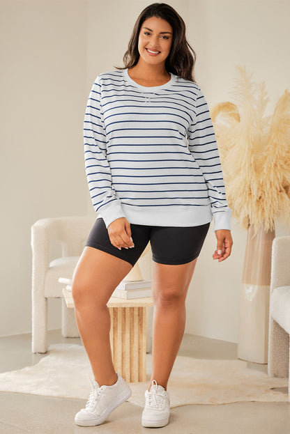 Printed Plus Size Long Sleeve Top | Stripe