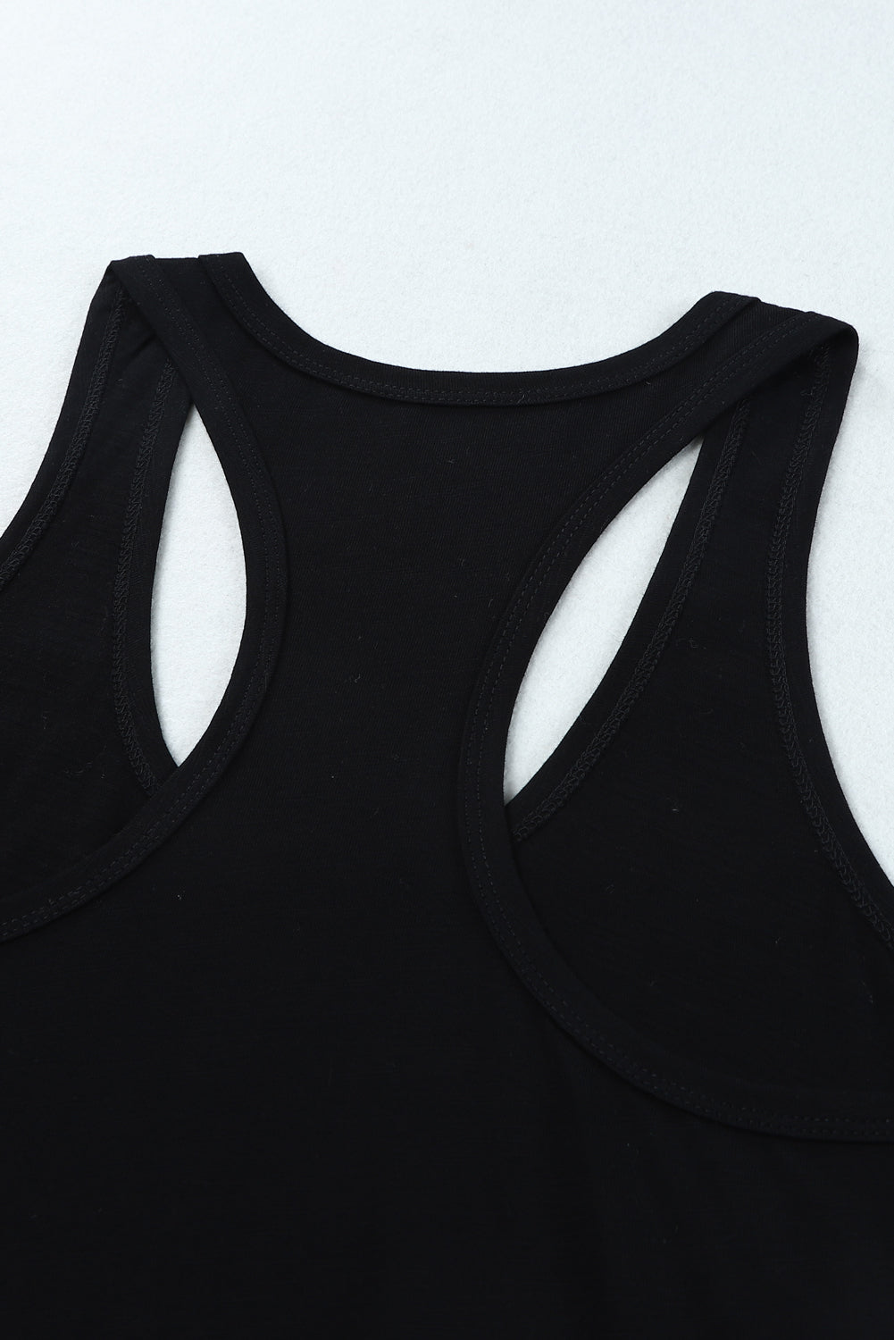 Scoop Neck Basic Solid Tank Top | Black