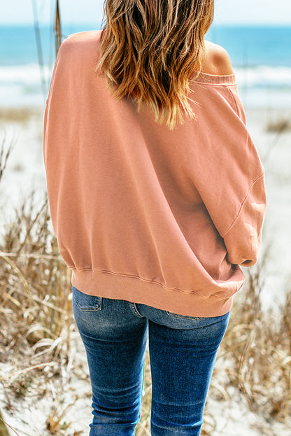 Drop Shoulder Sweatshirt With Kangaroo Pocket | Red