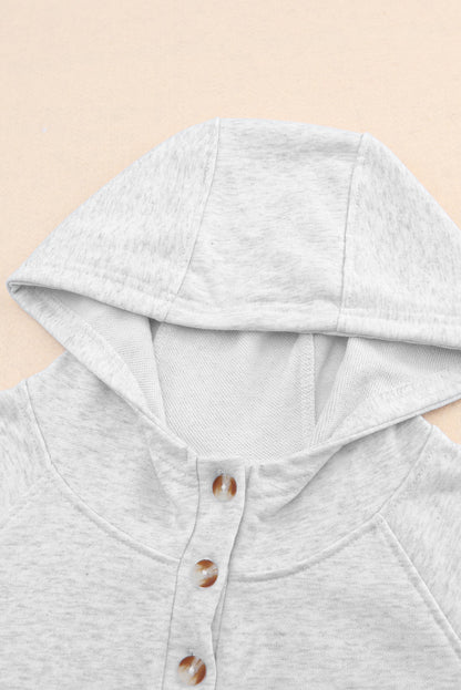 Plus Size Kangaroo Pocket Henley Button Hoodie | Gray