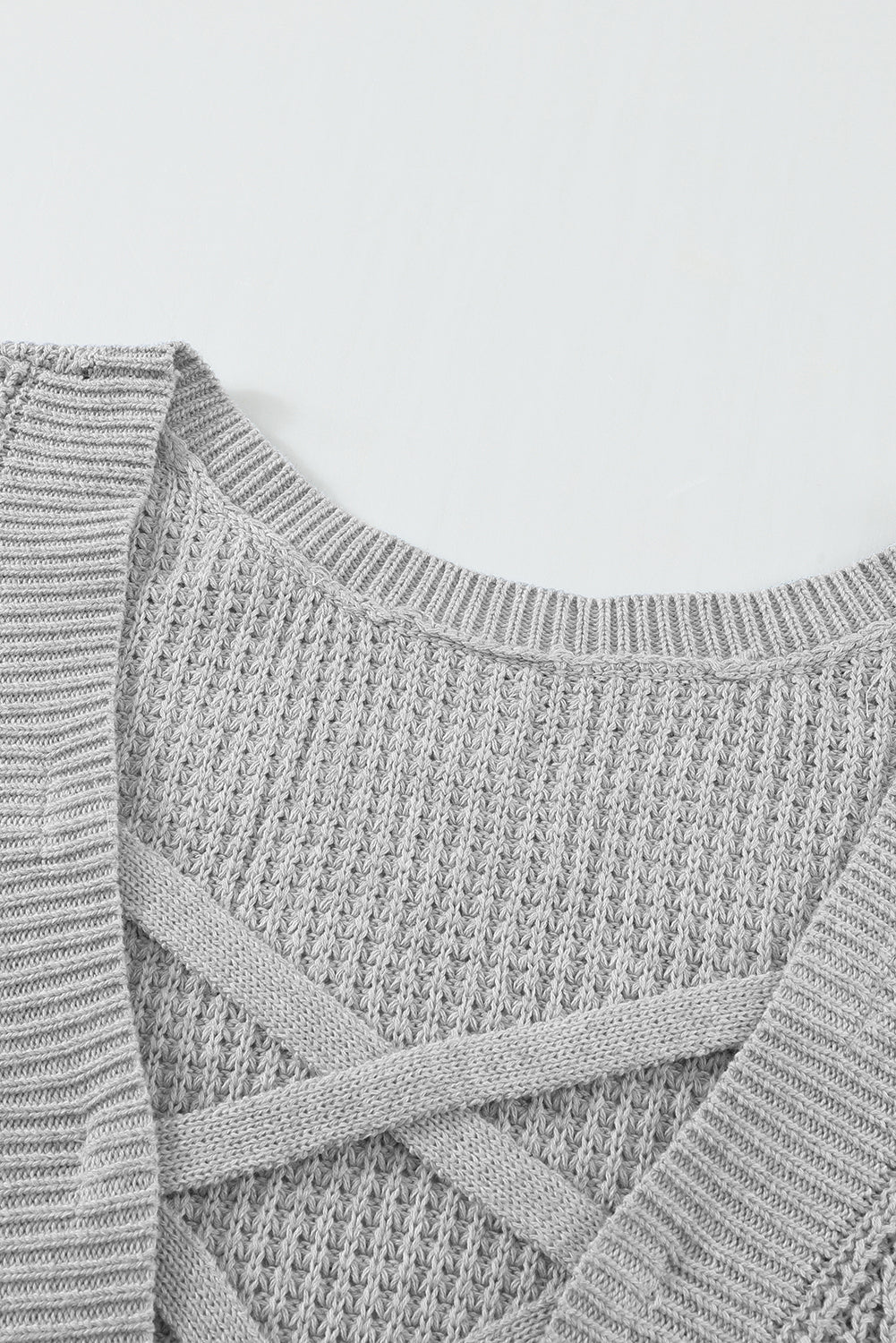 Cross Back Hollow-Out Sweater | Gray