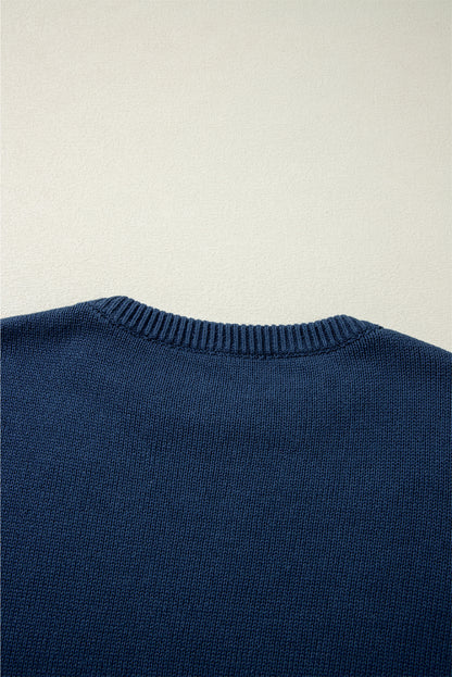 Star Pattern Drop Shoulder Knitted Sweater | Sail Blue