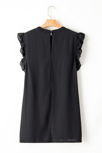 Keyhole Back Ruffled Plus Shift Dress | Black