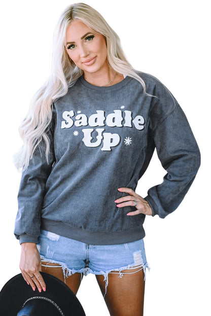 Saddle Up Corded Graphic Sweatshirt | Gray