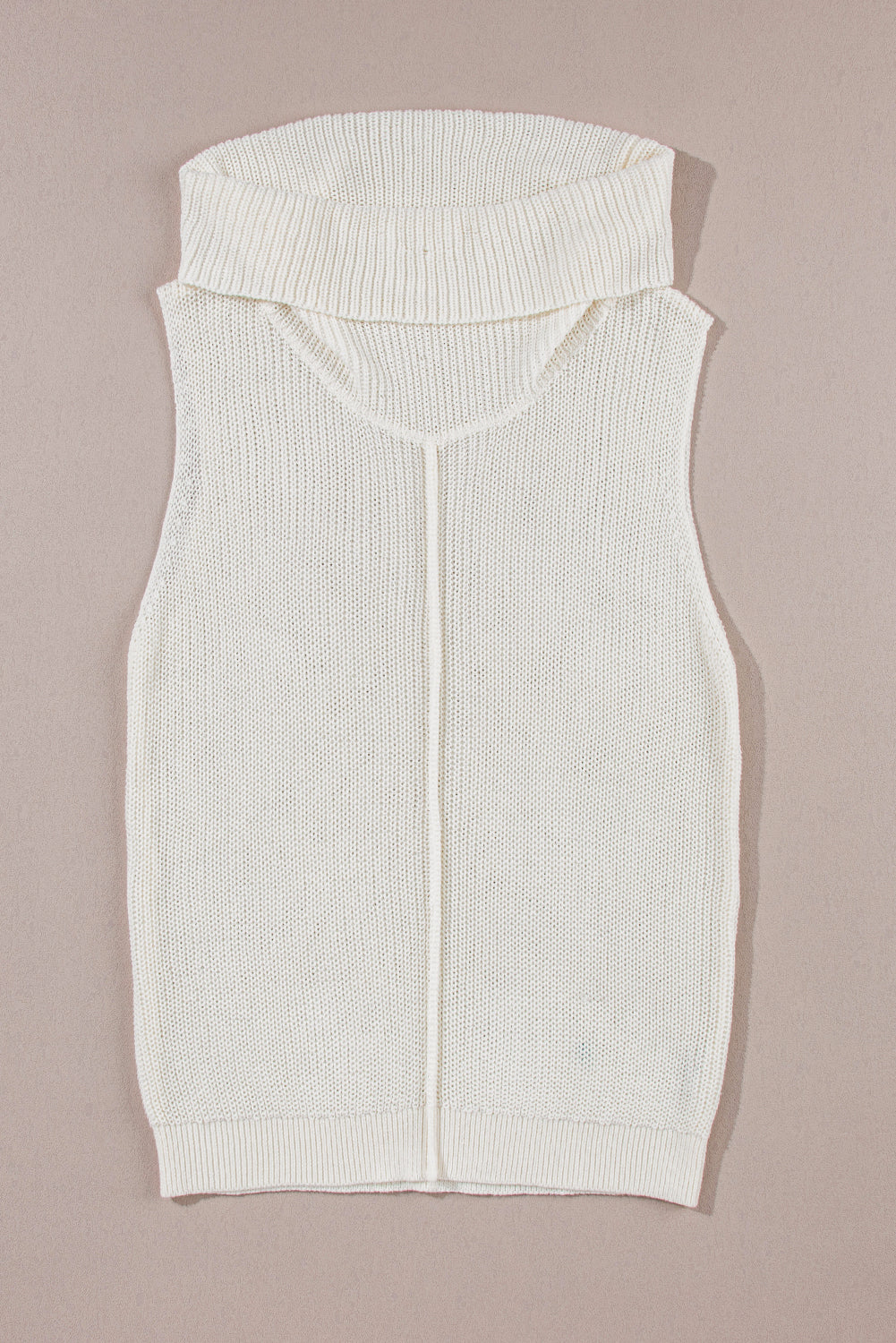 Central Seam Cowl Neck Sweater Vest | White