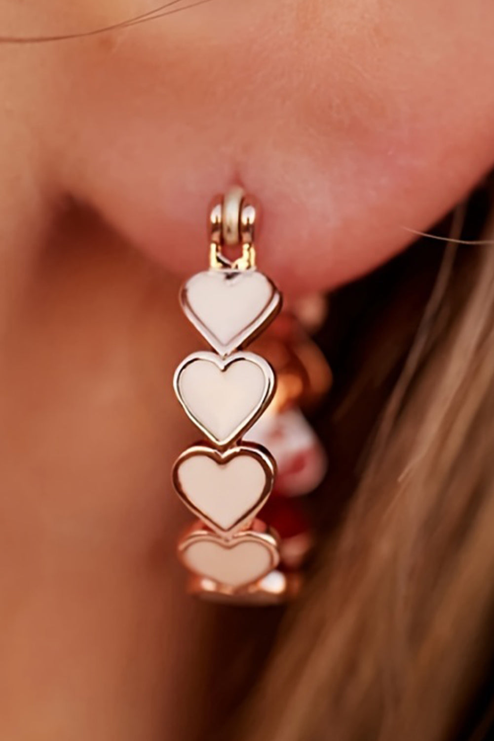 Heart Shape Plated Alloy Small Hook Earrings | White